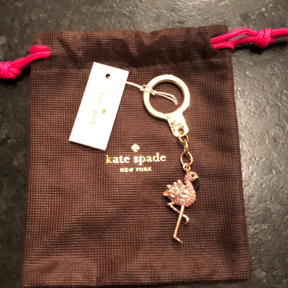 Kate Spade flamingo key chain fob